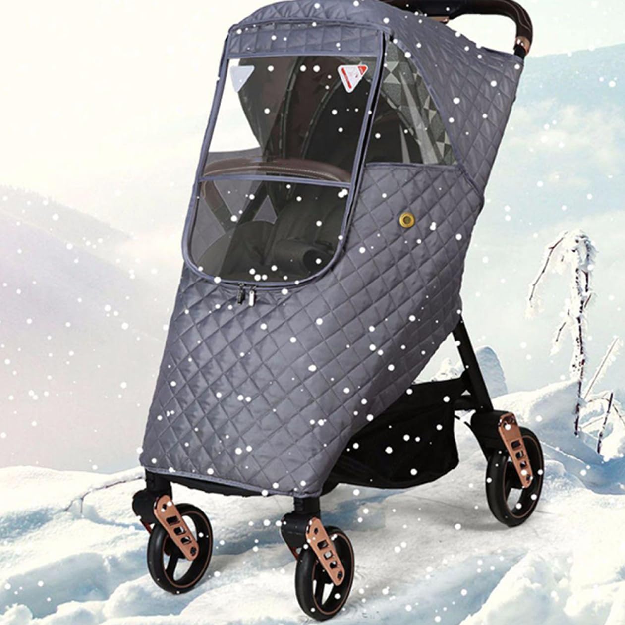 Stroller Rain Cover Winter Windproof Dustproof Cover Weather Shield with Zipper for Baby Pushchair, Winter Stroller Raincover