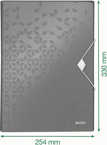 Leitz – Classeur Ménager, Trieur à Soufflets 6 Compartiments, 250 Feuilles A4, Fermeture Élastique, Rangement Documents Bureau École Maison, Plastique Souple, Noir WOW, 45890095 - 4