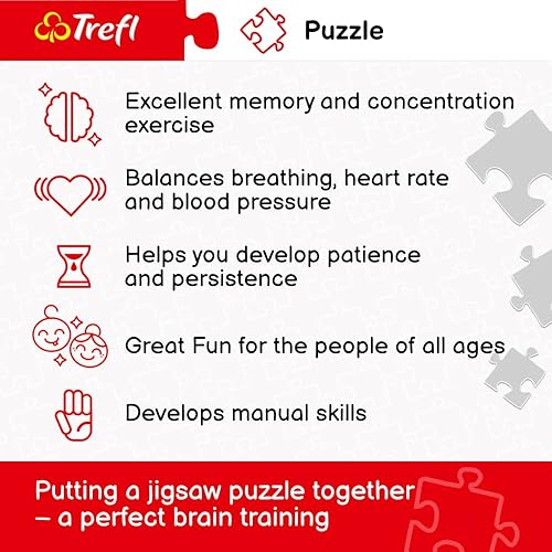 Miniatura 3 de Trefl Cheerful Kitten - Rompecabezas de 1000 piezas con estampado rojo de 27 x 19 pulgadas, bricolaje, diversión creativa, rompecabezas clásico para