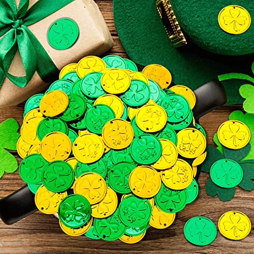 60Pcs Shamrock Gold Coins Ornaments For Tree, Good Luck Gold Coins Hanging Baubles St Patricks Day Decorations For Home School Office Irish Festival Party Supplies #TOP2