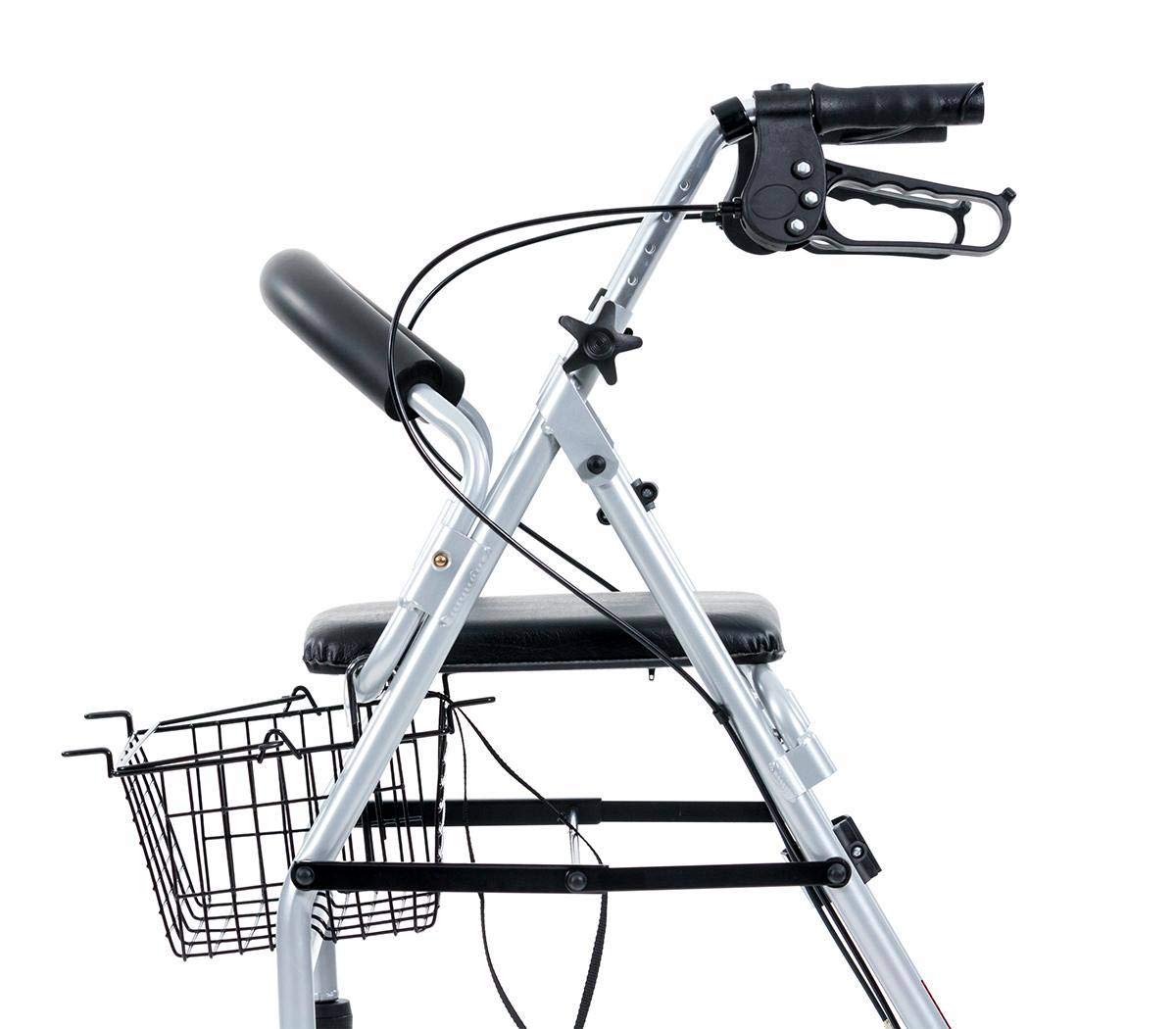 Leichtgewichtrollator Vigeo - inkl. Korb, Stockhalter, Rückenlehne und Pannensichere PU Bereifung