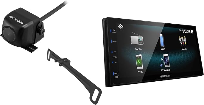 KENWOOD DMX129BT 6.8 Inch LCD Touchscreen Digital Media Car Stereo, Bluetooth Audio and Hands Free Calling, Double Din | Plus KENWOOD CMOS-230LP Universal Backup Camera