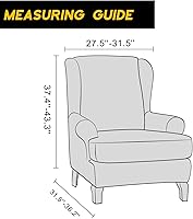 Vista 5 de Granbest Funda para silla con respaldo de ala, repelente al agua, 2 piezas, tela jacquard de alta elasticidad, fundas para silla con respaldo de ala