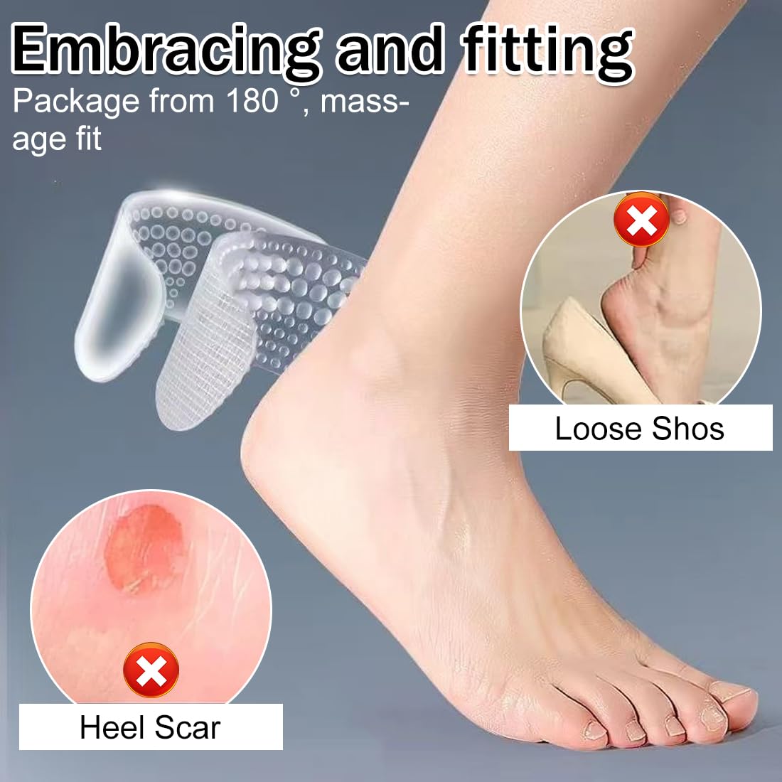 4 Pares Taloneras para zapatos Antirozaduras Silicona, Almohadillas para el Talón, Evitan las Ampollas por Frotamiento