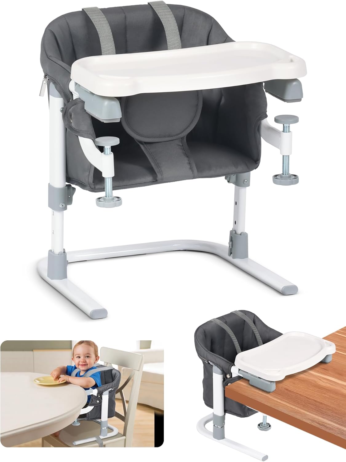 BIUSIKAN Portable High Chair, Hook on High Chair for Dinner, 3in1