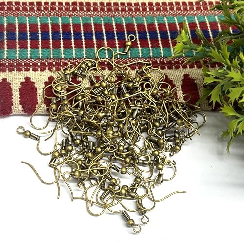 Image of 100Pcs Earring Hooks for Jewelry Making � Fish Hook Ear Wires in Gold, Silver, Bronze, Rose Gold, Black � DIY Earring Making Kit for Women, Crafters & Beginners � 50 Pairs (Bronze Antique)