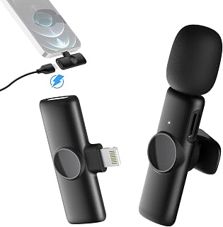Moman Lavalier Mikrofon,Gimpro MS1(A) 2.4GHz【Lightning】 Wireless Ansteckmikrofon für iOS Telefone Tablets Vlog Live Interviews Tiktok YouTube,Drahtloses-Lavalier-Mikrofon-iPhone-Lightning