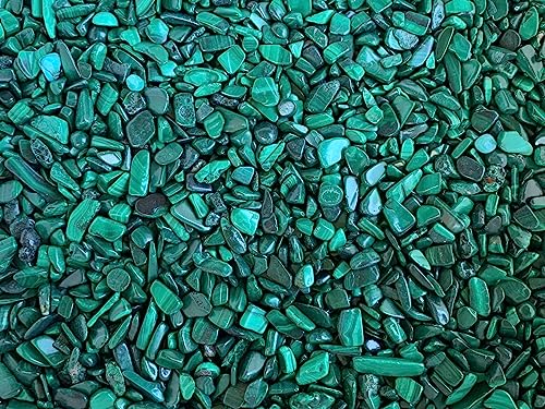 Image of 2 oz Lot Natural Semi Malachite Gemstone Chips, Crushed Mini Tumbled Crystals, Undrilled Crystal Chips (Malachite)