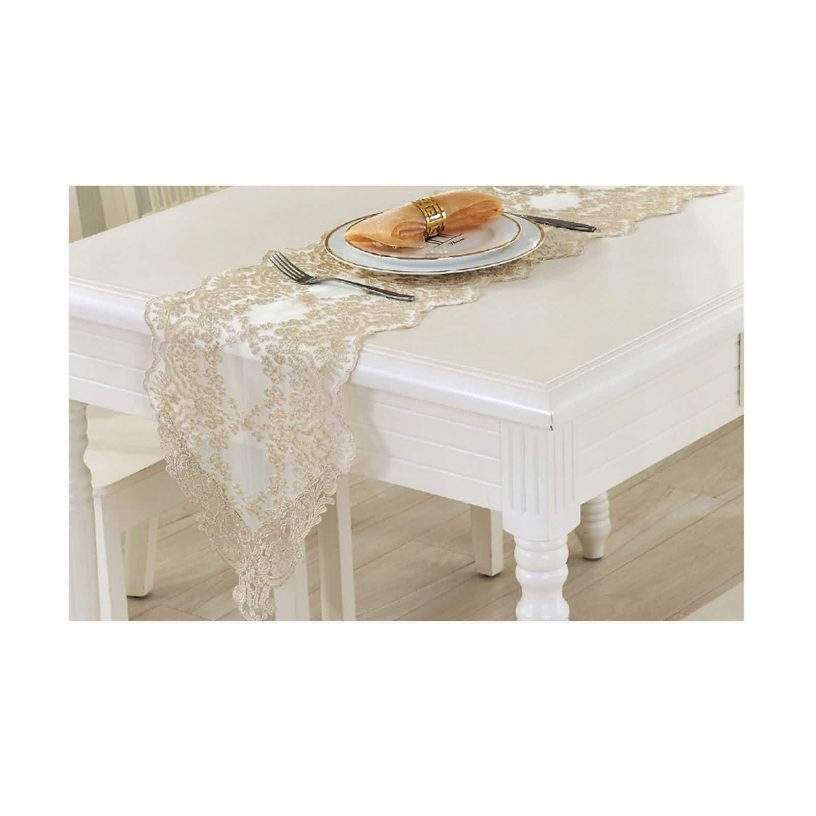 Spitze Tischläufer Herbst, Tischläufer Party Hell Gold 30x120CM Dreieckiges Maschenmuster Polyester Table Runner Tischdeko Wohnzimmer Küche