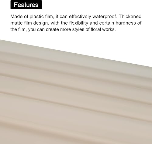 Miniatura 4 de MECCANIXITY 20 piezas de papel de regalo de flores con borde dorado, color caqui, 22.8 x 22.8 pulgadas, impermeable, para suministros de ramo de