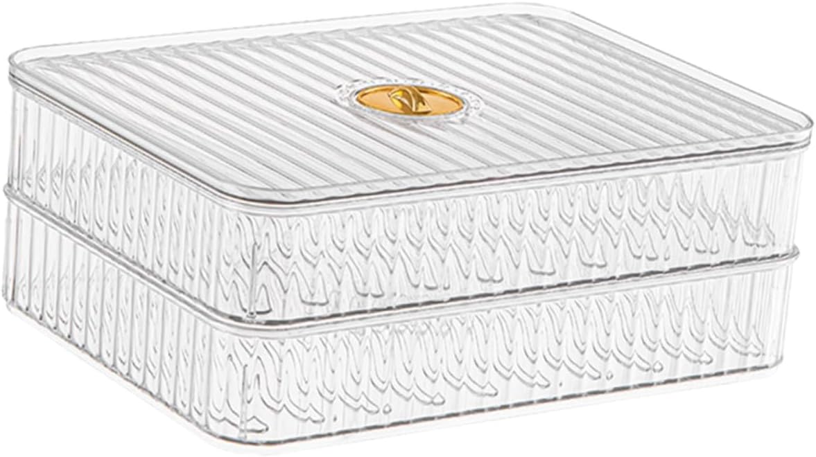 Double-layer Fridge Organizer Bin with Lid, Food Storage Container for Eggs, Dumplings, and Vegetables, Refrigerator Fresh-keeping Box for Kitchen and Freezer Use