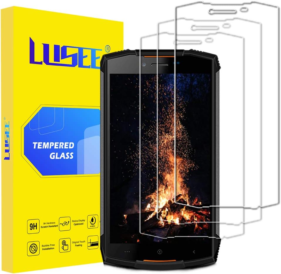 Lusee 2 x Pack Tempered Glass for Doogee S55 5.5 Inch Screen Protector Hardglass Display Film (only cover the flat portion)