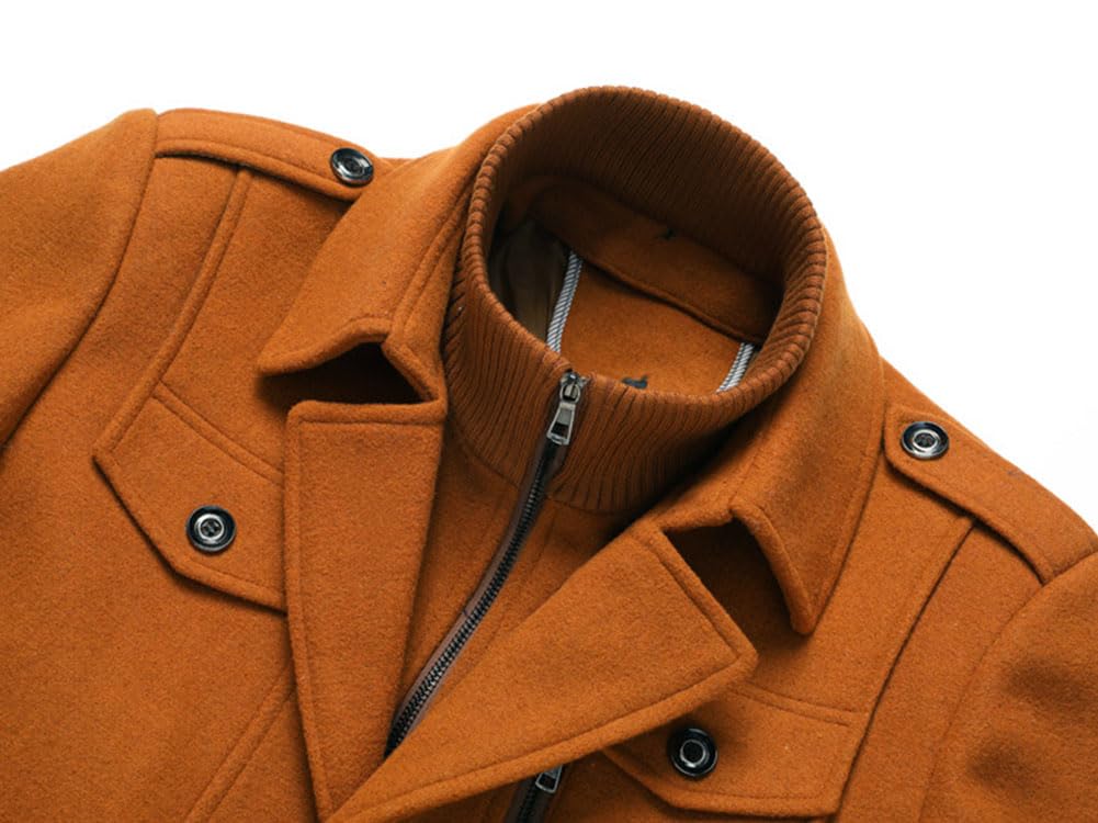 Cappotto da Uomo Invernale in Lana Sintetica Spessa Trench Cappotto di Media Lunghezza Slim Fit Imbottito Giacche Caldo Casual Peacoat Con Cappuccio Rimovibile
