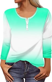 Plus Size Tops for Women Trendy Pattern Long Sleeve Crewneck Tunic Shirts Casual Button Comfy Basic Pullover Blouse Womens Tops UK