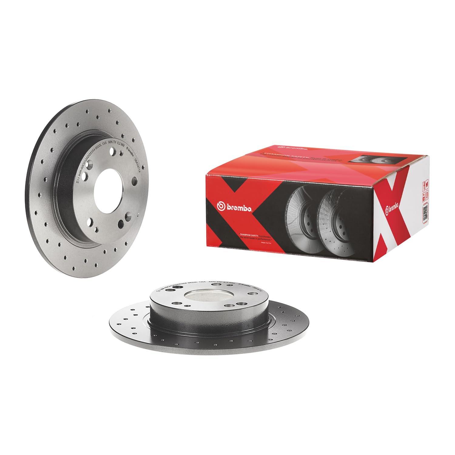 Brembo Xtra 08.A147.1X - Disco Freno Forato Posteriore, Set di 2