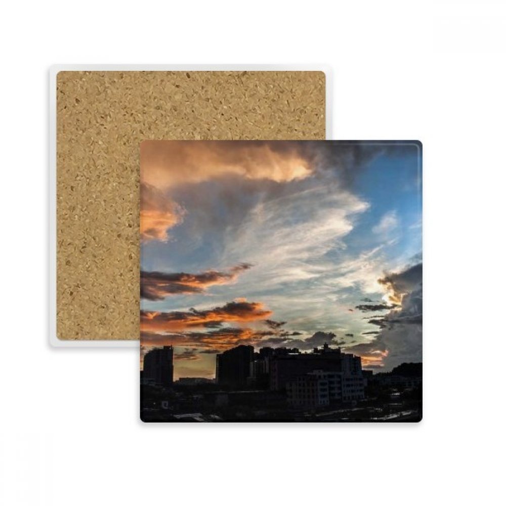 Coaster Tasse Porte Absorbent en Pierre Place Ville Nuages multicolor