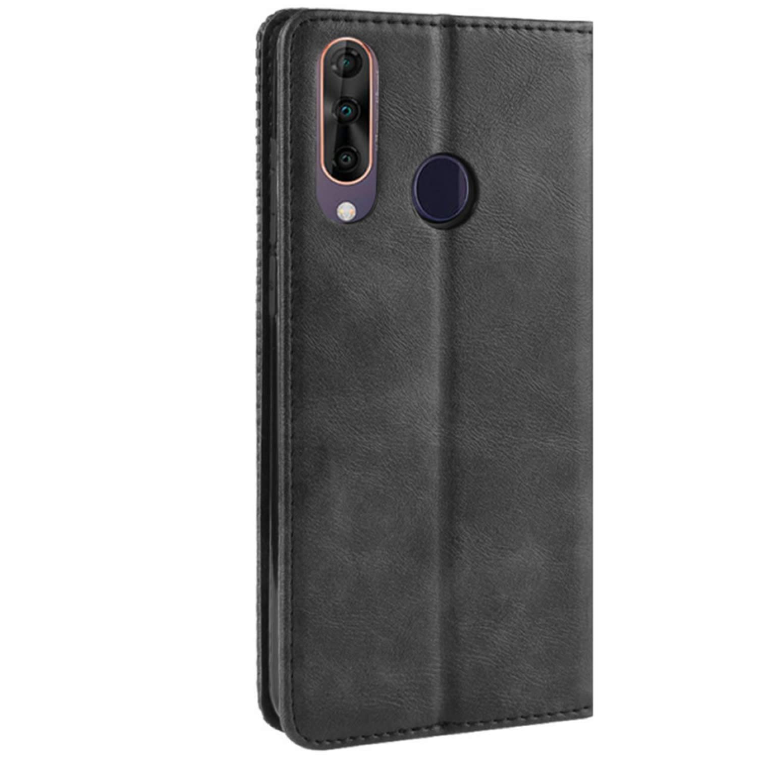 Handyhülle Für Wiko View 3 – Leder Brieftasche Flip Case, Mit Kartenfächern, Magnetverschluss, Standfunktion, Schwarz