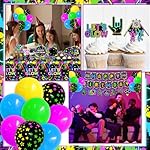 Neon Party Supplies Serves 24,Glow in The Dark Themed Tableware Including Plates,Napkins,Banner,Tablecloths Neon Birthday Party Decorations for Let's Glow Baby Shower Birthday Favors - Image 5