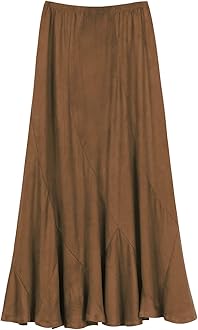 Urban CoCoWomen's Vintage Elastic Waist A-Line Long Maxi Skirt