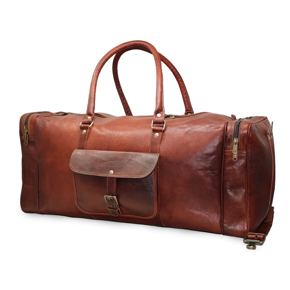 jaald26" Large Leather Duffle Bag Travel Carry-on Luggage overnight Gym weekender bag