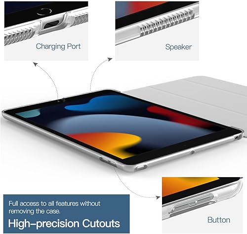 Miniatura 9 de TiMOVO Funda para iPad 10.2 de 9 generación 2021, iPad de 8 generación 2020, iPad de 7 generación 2019, delgada, translúcida, dura, con soporte,