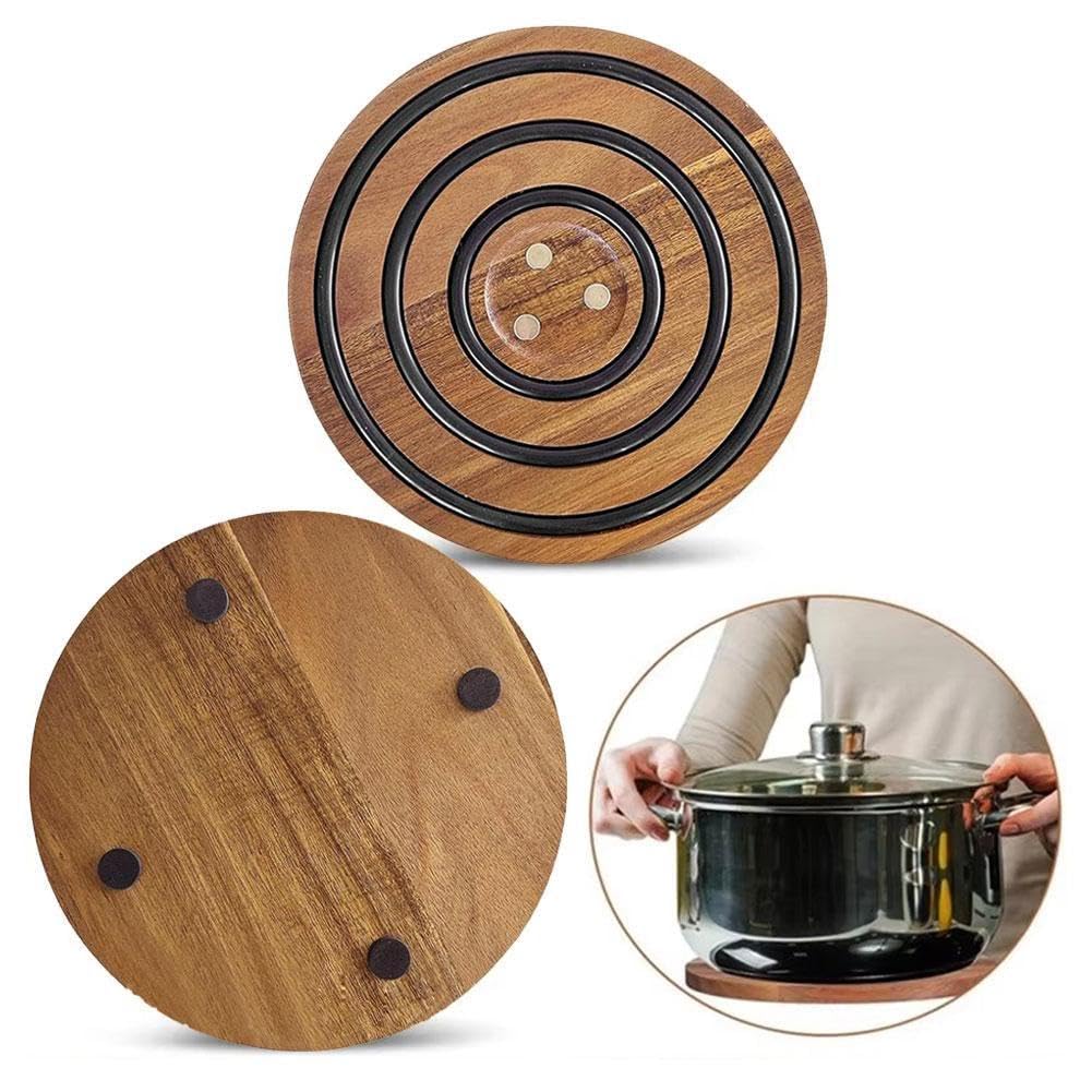 Dessous De Plat En Bois Magnétique – 2 Parties Avec Aimants, Isolation Thermique, Rangement Facile 24x24 Cm - 7