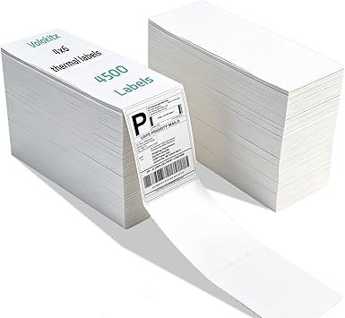 4500Pcs 4"x6" Thermal Shipping Labels 2 Stacks of 2250, Fanfold Direct Thermal Labels Compatible with Rollo, Zebra, and More Printers, for UPS, FedEx & USPS