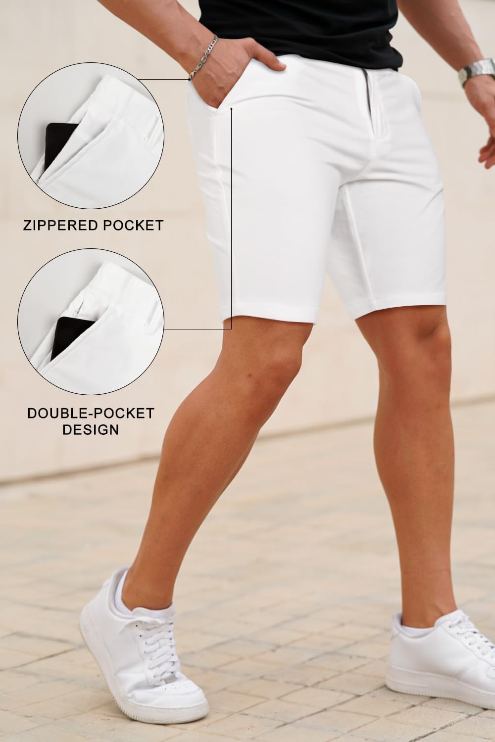 GINGTTO Mens Casual Shorts Stretch Slim Fit Quick Dry 9 Inch Inseam - Image 4