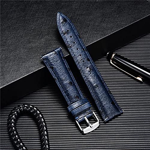 Chlikeyi Watchband Ostrich Pattern Genuine Leather 18-22 mm Watch Accessories Belts Quick Release Strap, Black, 18 mm - Image 2