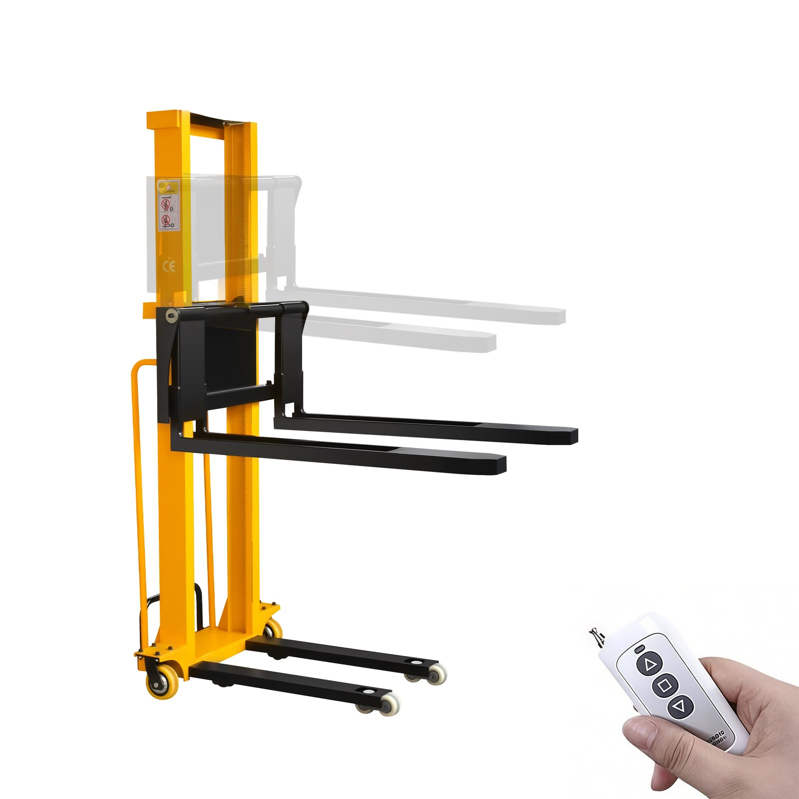 Electric Pallet Stacker Electric Forklift Capable of Boarding Trucks Pallet Lift 1300lbs Capacity 63" Lifting Height Material Lift with Fixed Legs (