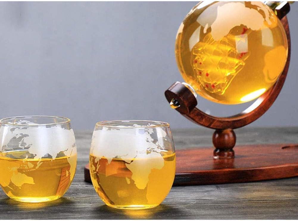 850mlウイスキーデカンターグローブセット 2つのエッチンググローブウイスキーグラス付き リキュール スコッチ バーボン ウォッカ 家族 オフィス レストランアートディスプレイ用 数量限定