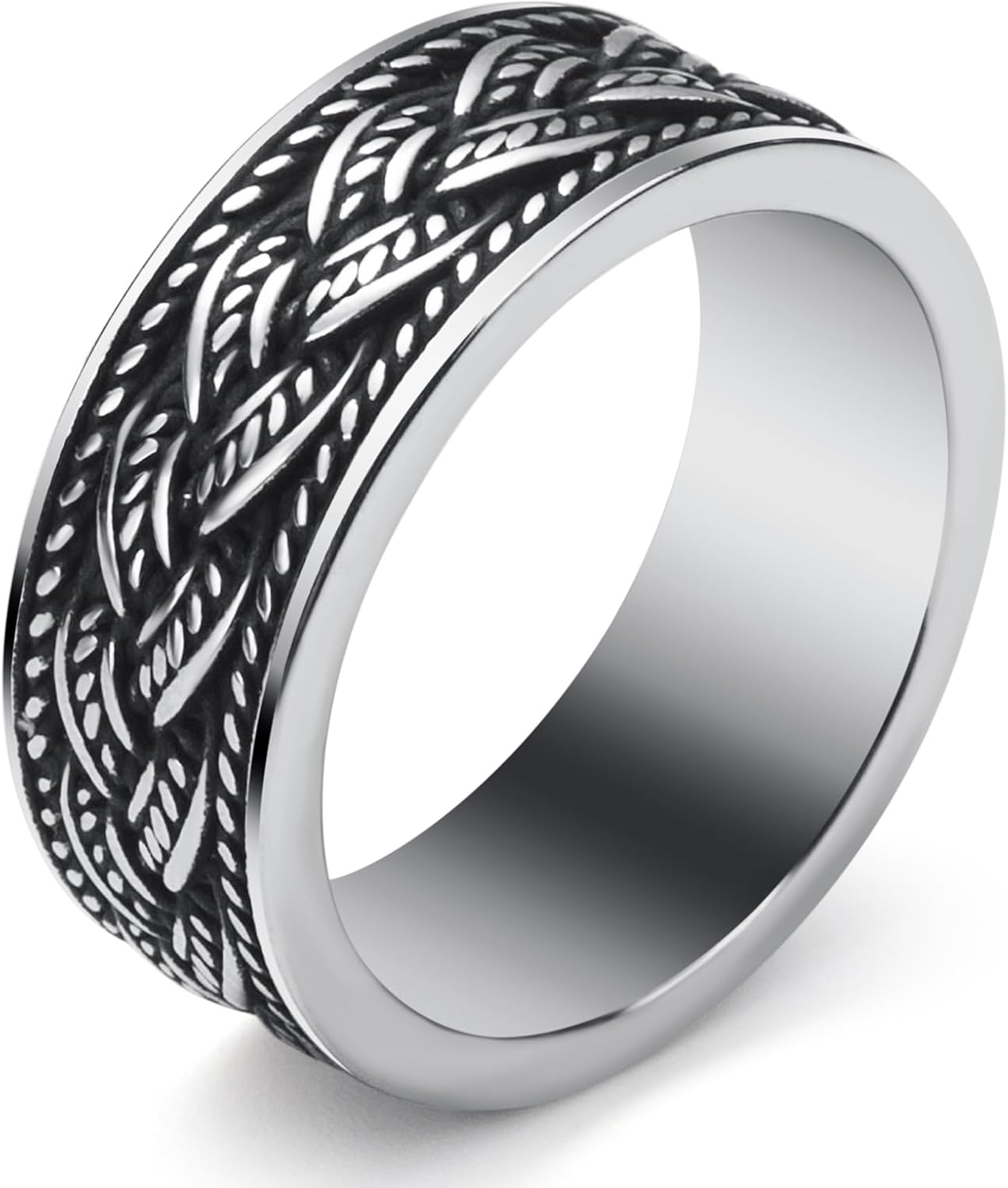 Viking Rings Stainless Steel Viking Norse Runes Wolf Raven Tree of Life Band Ring Jewelry for Men Women Size 7/8/9/10/11/12/13
