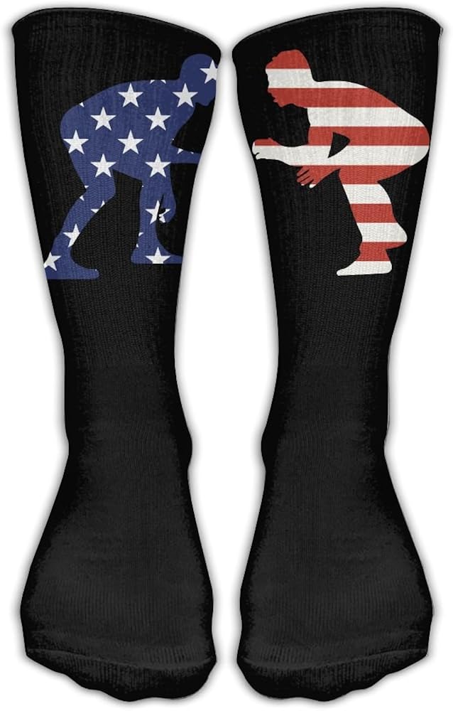 SARA NELL Classics Compression Socks American Wrestling Proud Wrestler Black Personalized Sport Athletic 30cm Long Crew Socks for Men Women : Clothing, Shoes & Jewelry