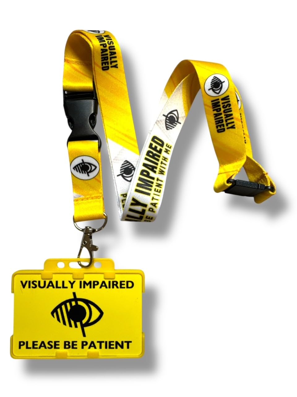 Visually Impaired Lanyard with Matching Visually Impaired Printed Card, Double Card Holder, Yellow