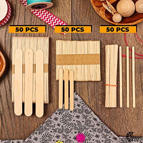 Stesoshop Popsicle Stick – Jumbo Craft Sticks - Mixed Sizes Popsicle Wood Ice Cream - Wooden Popsicle Bulk - Variety Assortment Multi Large Mini Recycled - Durable Wax Sticks… #TOP1
