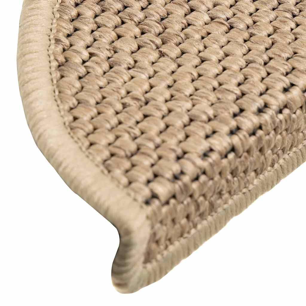vidaXL Alfombrilla Autoadhesiva de Escalera 15 uds, Alfombrilla con Aspecto de Sisal, Protector Antideslizante de Peldaño, Tela Arena 56x17x3 cm