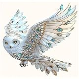 White Gemstone Owl PVC Vinyl Car Decals Stickers Waterproof Self-Adhesive Decals for Cars, Laptops, Trucks, Motorcycles Wall Window Luggage Scratch Cover Door Decor Sticker