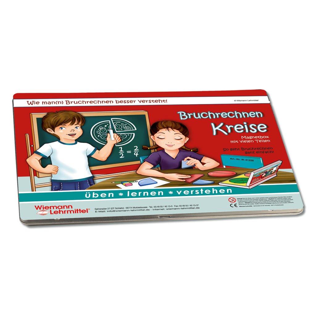 Magnetbox Bruchrechenkreise für Kinder, inkl. 108 Bruchrechenaufgaben| Wiemann Lehrmittel