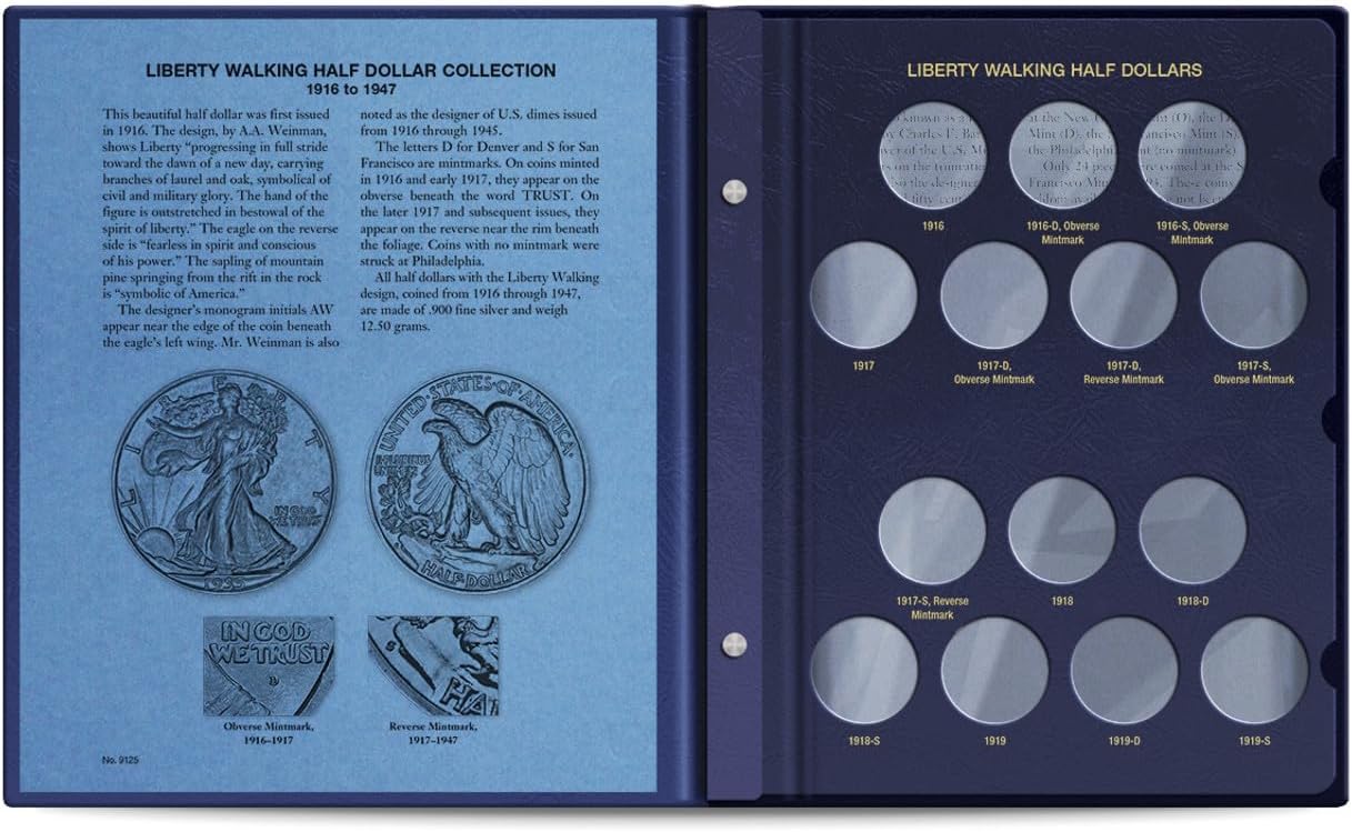 Whitman US Walking Liberty Half Dollar Coin Album 1916 - 1947 #9125