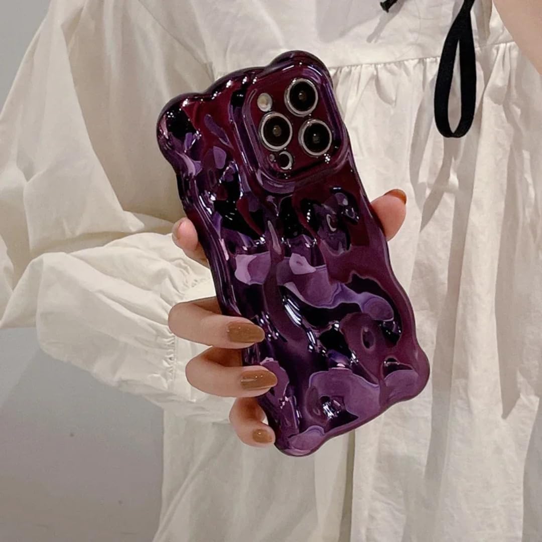 Coque iPhone 15 Pro Violette Antichoc avec Design ondulé et ondulé 3D