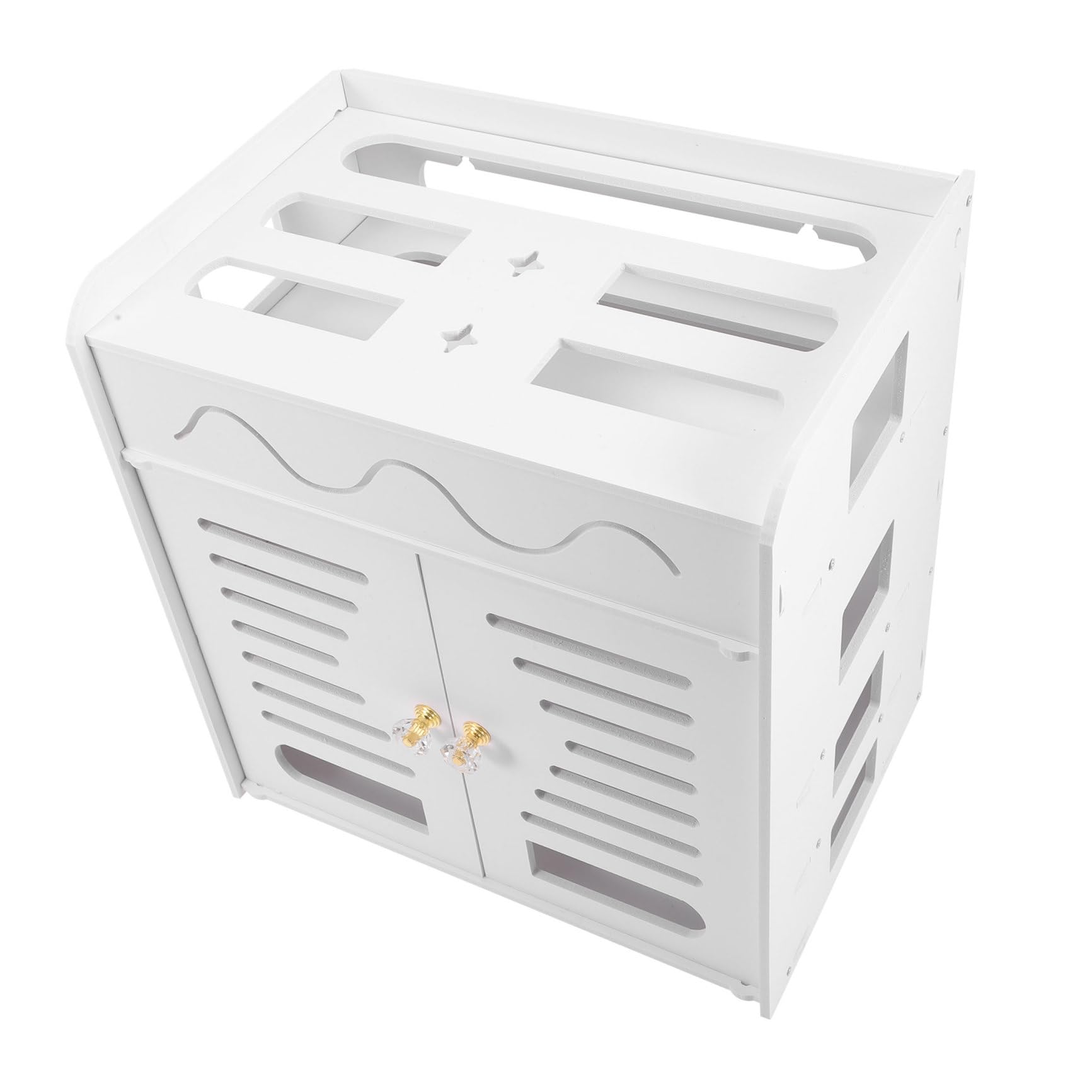 BETOOKY Scatola per Cavi Elettrici per Router a 4 Strati di Archiviazione in PVC Doppia Porta Bianco, Organizer Compatto e Pratico per Casa e Ufficio