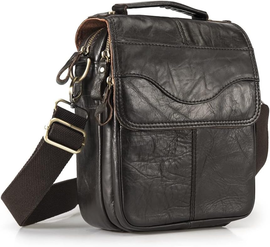 Quality Original Leather Male Casual Shoulder Messenger Bag Cowhide Cross-body Bag 8" Pad Tote