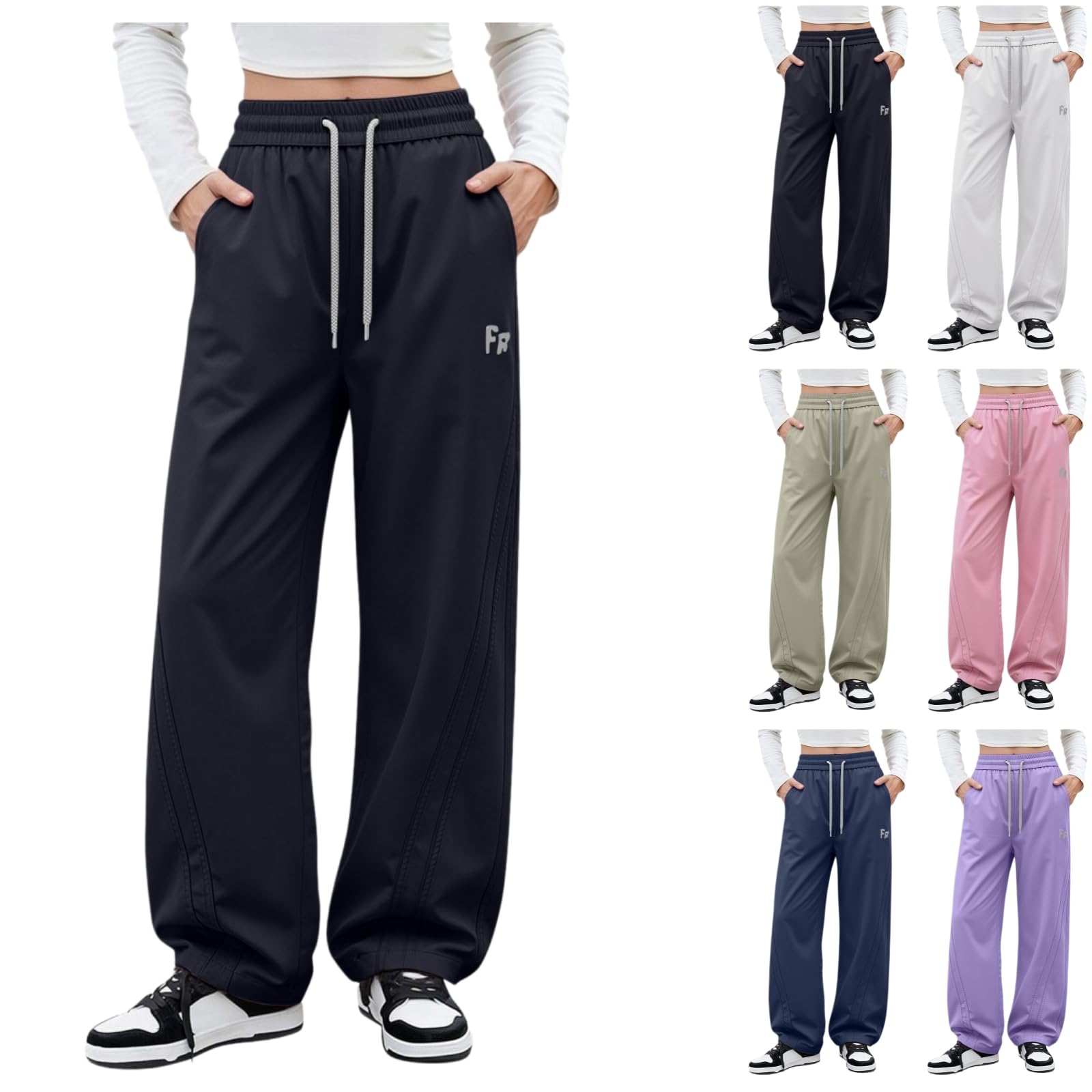 YGERGWE Waterproof Trousers Womens, Hiking Pants Quick Dry Overtrousers Elastic Waist Ladies Cargo Trousers for Trekking Camping Travel Black