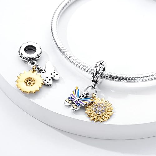 Miniatura 3 de Hapour Abalorios de plata de ley 925 aptos para pulseras de dije, dije de corazón de sol para mascotas, pulsera y collar, cuentas de joyería