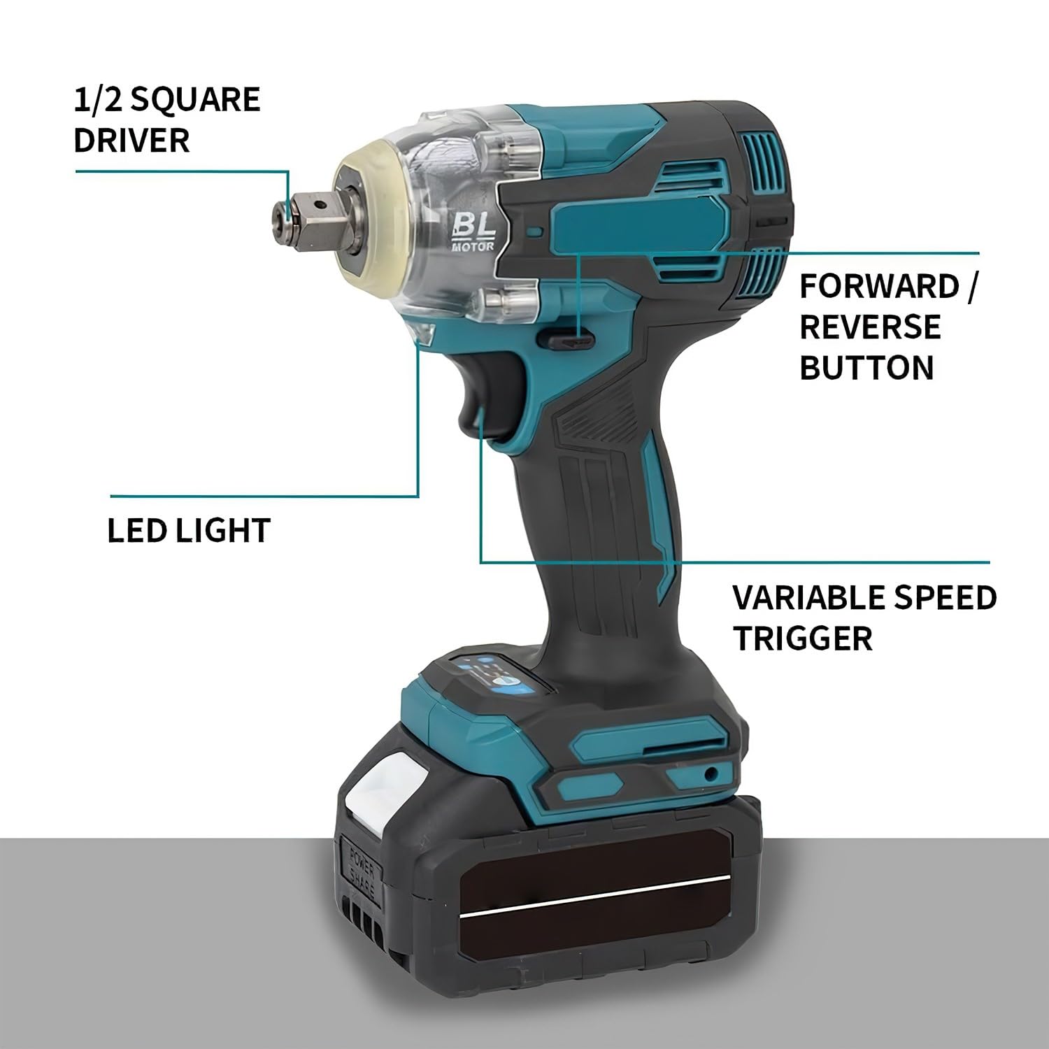 Clé à Chocs Sans Fil 21V 1200N.m 6700RPM 3 en 1 Visseuse avec deux Batteries LED