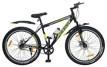 HEXON Single Speed MTB Cycle Specialty Ride Like Air | 26 MTB Bike | Suspension Fork | Dual DISC Brake | Double Wall Alloy Rim with ISI Reflectors (Black Green)