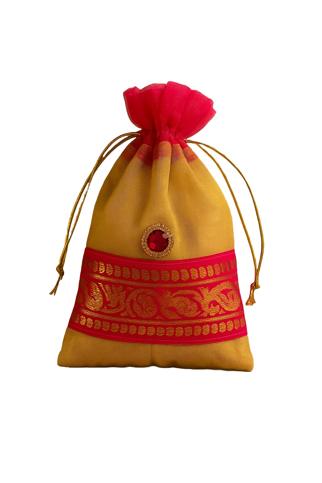 Style and Culture Women's Potli Bags – Wedding Return Gift (Set of 10, Gold) – Elegant Ethnic Design for Festive & Special Occasions
