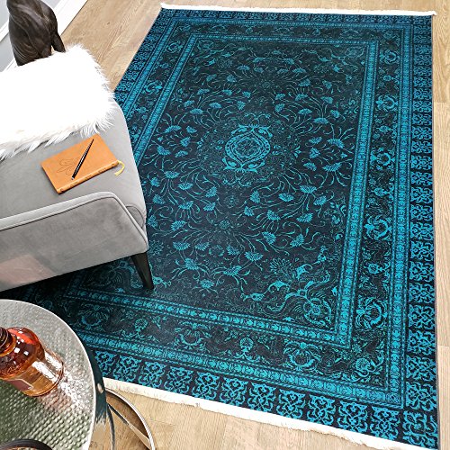 Maxy Home Serica Contemporary Teal Blue 5 ft. 3 in. x 7 ft. 7 in. Area Rug
