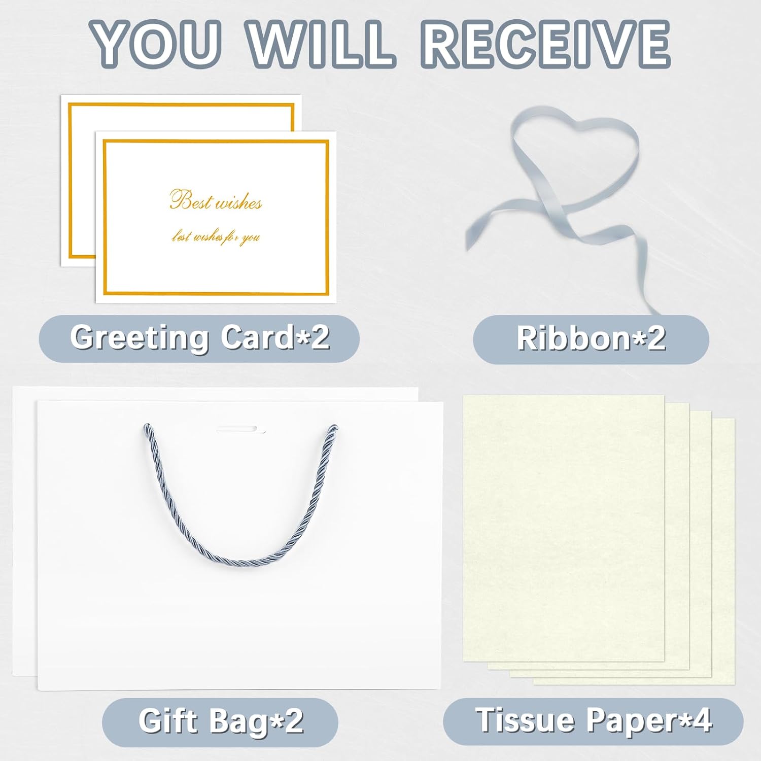 Mifferer 2 Bolsas De Regalo De Papel Con 2 Pañuelos Y 2 Tarjetas