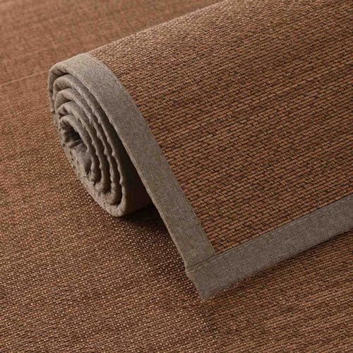 Alfombra de yute con borde de algodón y tejido plano en espiga para salón, cocina, pasillo, 50 x 150 cm